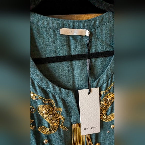 See u soon dark green dress size L - Picture 3 of 5